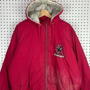 Alabama Crimson Tide Puffer Jacket Size XL 90s Vintage Full Zip Big Al Logo READ